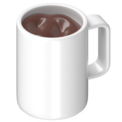 3D white coffee mug cup drink icon for International coffee day illustration