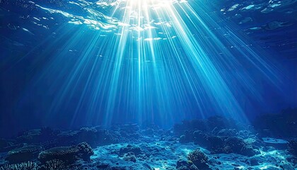 Underwater Light Rays Ocean Scene