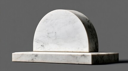 Marble sculpture featuring a semi-circle on a rectangular base