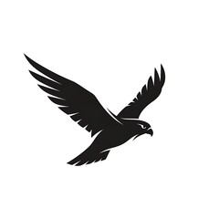 Obraz premium A stylized silhouette of a soaring bird of prey against a plain white background.