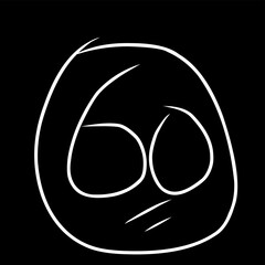 Hand-drawn white number 60 inside a circle on a black background, symbolizing countdown, milestone, age, anniversary, or special date. Perfect for design projects.
