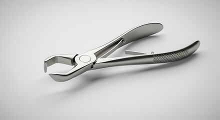Obraz premium Gleaming Surgical Bone Cutting Pliers with Hexagonal Jaws on a Clean White Background.