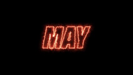 May text with fiery style.