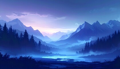 Twilight's blue and purple mountain mystery