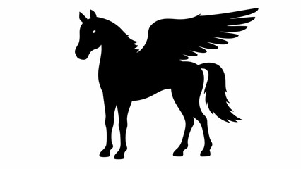 Majestic Pegasus Silhouette Ready to Soar Great for Mythical Designs and Fantasy Projects, Bold and Elegant