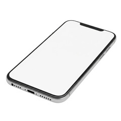 Silver Smartphone with Blank White Screen on Black Background mobile phone cell phone isolated on a transparent background