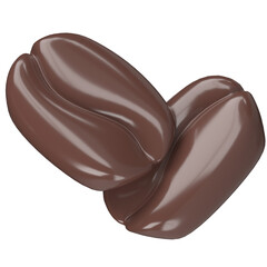 3D roasted coffee beans pair caffeine ingredient