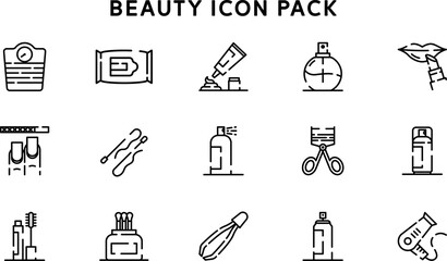 Beauty and Personal Care Icon Pack Featuring Essential Items and Tools