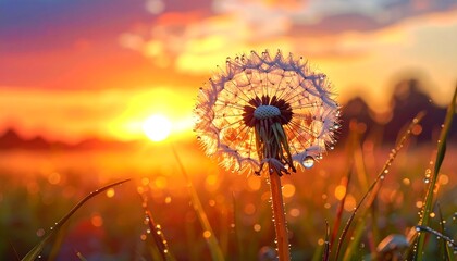 Radiant Sunrise Dewdrop Dandelion