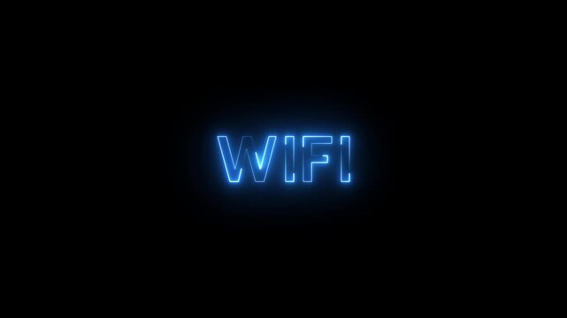 Glowing neon WIFY Text Animation. Alpha matte with black background 4K resolution.