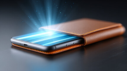 Phone Case With an Illuminated Smartphone Screen Creating a Bright Visual Effect