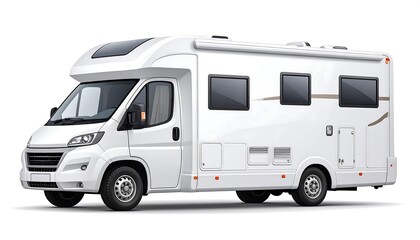 Naklejka premium Modern White Campervan Ready for Adventure
