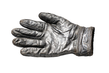 a pair of black leather gloves on a white background
