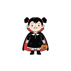 Little Girl in Vampire Costume Smiling