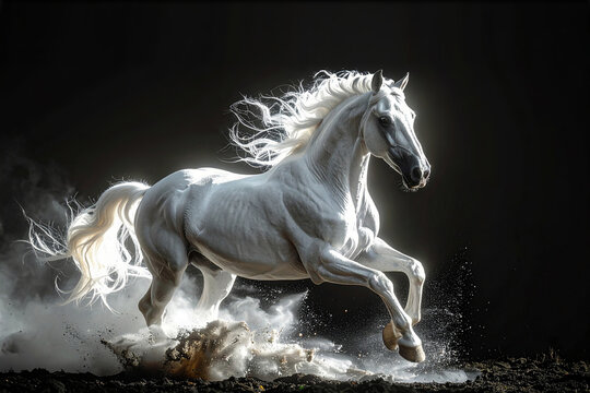 疾走する馬,光る馬,Generative AI,AI画像