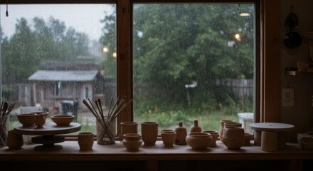 Aerial view of artisans shaping wet clay into a bowl during a creative pottery workshop lesson