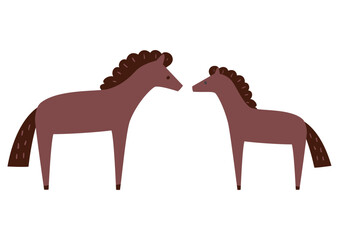 かわいい馬のカップルのベクターイラスト