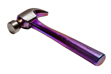 a hammer with a purple handle on a white background