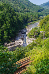 展望台から望む寝覚の床（長野県木曽郡上松町）