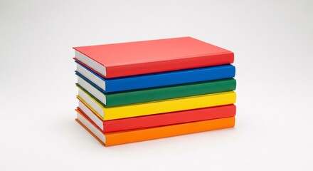 Fototapeta premium Colorful stack of blank hardcover books offers a vibrant visual for education, learning, and creative projects