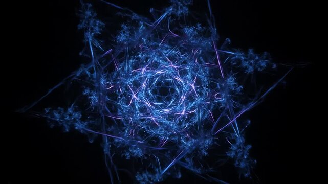 Seamlessly looping video of a complex geometric neon fractal pattern expanding and rotating geometric, wallpaper, pattern