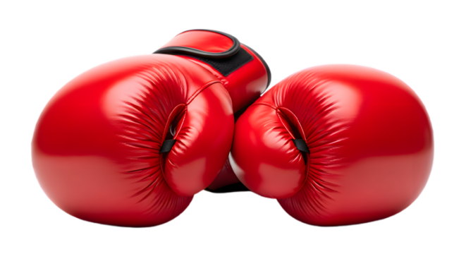 Studio shot of red boxing gloves on dark background for sport