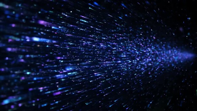Seamlessly looping video of a digital data stream composed of glowing neon particles flowing rapidly connection, network, seamlessly looping video