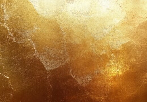 Close-up of a textured golden surface with reflective light creating a metallic and radiant appearance