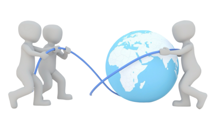 3D Rendering Abstract People Around a Globe Concept Illustration