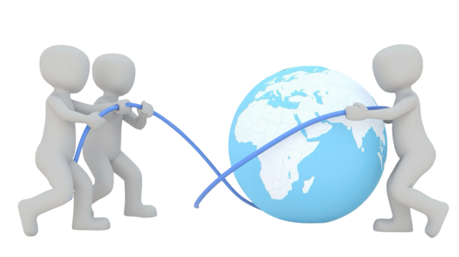 3D Rendering Abstract People Around a Globe Concept Illustration