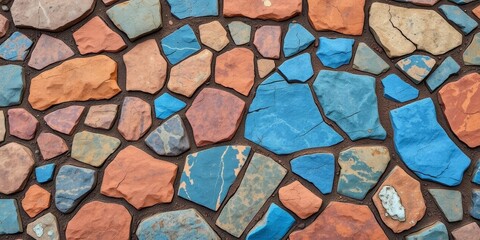 Vibrant, uneven stone surface with rich color variations, texture,  stone