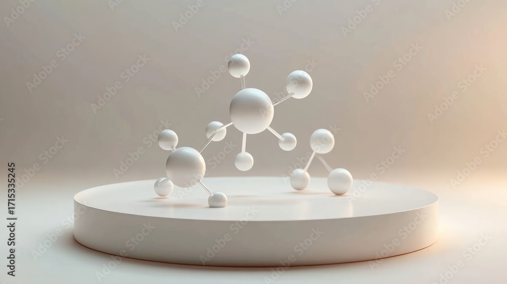 Poster abstract 3d model of molecular structure on circular platform