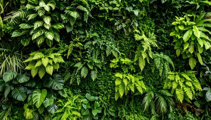Lush green wall of plants