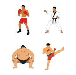 Cartoon Martial Art Collection Simple Logo Design Icon Digital