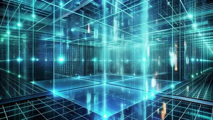 Sci-fi image of the virtual space of the enigmatic digital world - Powered by Adobe