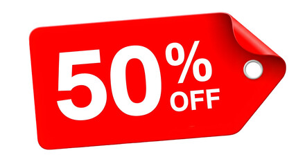 Grab 50 percent off now with this sale tag, perfect for attracting customers and boosting sales...