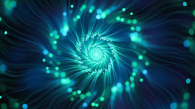 Seamlessly Looping Video of an Organic Bioluminescent Glowing Spiral Flow design, smooth, backdrop