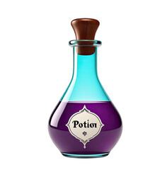 Dark purple potion in glass bottle
