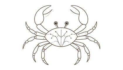 Outlined crab design for coloring books or educational materials