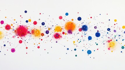 Colorful Abstract Pattern with Circles and Connecting Lines Art