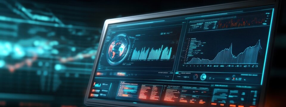 Advanced Data Visualization on Computer Screen in Modern Office Environment