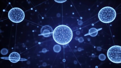 Abstract network of interconnected celestial bodies