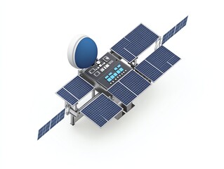 3D rendering of a satellite with solar panels, showcasing advanced technology and space exploration capabilities.