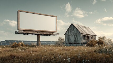 Obraz premium Empty billboard in a rural setting