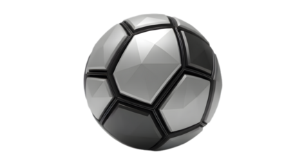 Metallic Soccer Ball Isolated Against Black Backdrop