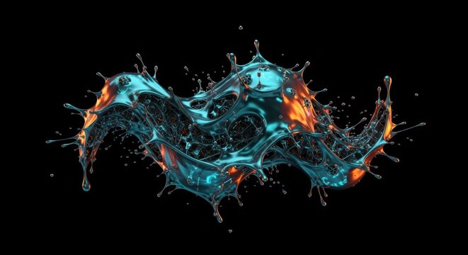 Iridescent Liquid Metal Splash on Black Background