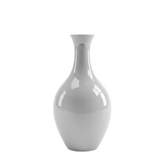 Glossy White Ceramic Vase with Elegant Curved Shape on Black Background graphic design isolated on a transparent background