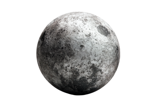 a gray moon with a white background