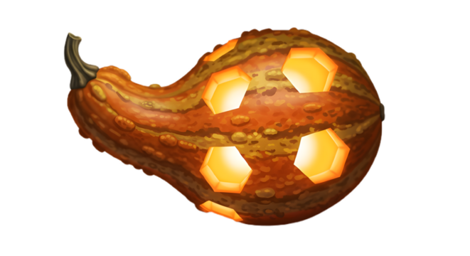 Gourd with Hexagon Shaped Lanterns Glowing Against Black Backdrop