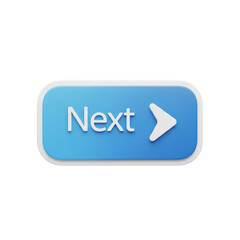 Blue button with the word " Next" and a white arrow on a transparent background forward isolated on a transparent background